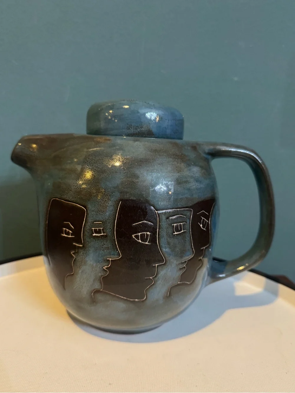 Mara Stoneware Faces Tea Pot Teapot, Made in Mexico